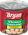 BRYAN Vienna Sausage 46 Ounce PullTop Can Pack of 1  Canned Meat  Keto Food Keto Snacks  Low Carb High Protein Snacks  Compare to Other Brands of Vienna Sausages  Smoked Sausages