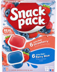 Snack Pack Strawberry  Berry Blue Flavored Juicy Gels 12 Count Snack Cups