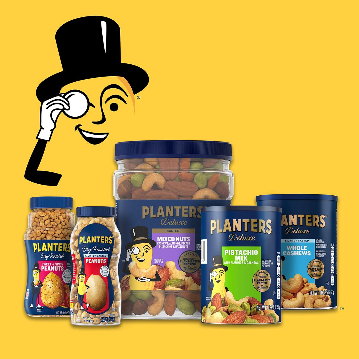 PLANTERS Deluxe Salted Mixed Nuts Party Snacks PlantBased Protein 1525oz 1 Canister