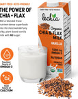 Lechia 32oz NonDairy Milk Chia Flax Milk Vanilla No Sugar Added Pack of 6 USDA Organic NonGMO  Fiber Calcium Omega3  Shelf Stable free of Nuts Soy Gluten Lactose Carrageenan