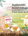 HOTTA Instant 100 Ginger Drink Powder No Sugar Soothes Throat Caffeine Free Easy to Brew Drink Like a Tea Hot or Cold Tea Real Asian Ginger 10 Sachets