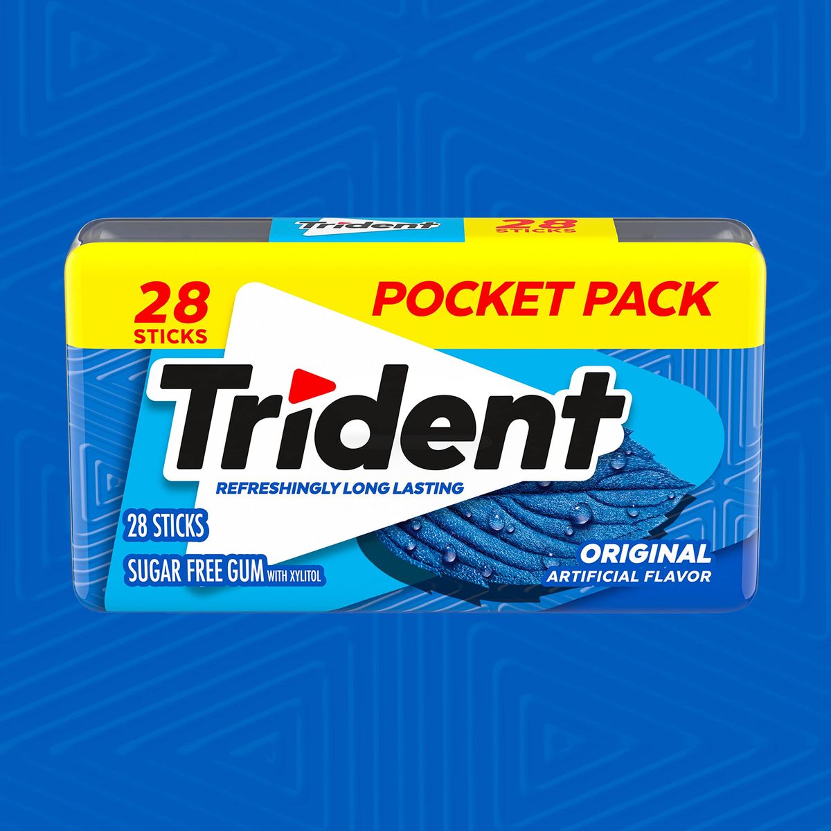 Trident Original Sugar Free Gum 6 Pocket Packs of 28 Pieces 168 Total Pieces28 Count Pack of 6