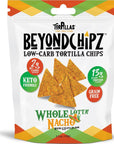 BeyondChipz Low Carb Tortilla Chips, Nacho Supreme Party Pack, Keto Friendly, Gluten Free, 5.3oz Bag, Pack of 4