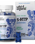 Wild & Organic 5-HTP Gummies - 5-HTP Supplement Formula for Sleep & Mood Support Supplement - 5-htp Gummy Melatonin - 5-htp 200mg 60 Chews, Blueberry Flavor