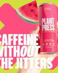 Plant Press  Watermelon Organic Clean Caffeine Energy Drink  Coffee Alternative Full Range of Vitamins Electrolytes No Sugar Alcohols No Preservatives 12 Fl Oz 12 Pk