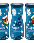 Gerber Puffs Cereal Snack Variety Pack - 1 Apple Cinnamon, 1 Blueberry, 1 Strawberry Apple - 1.48 OZ Each (Pack of 3)