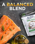 Black Truffle Sea Salt Blend - 12 oz. Sophisticated Umami Coarse Salt for Salt Grinder - Truffle Seasoning for Steak, Chicken, Popcorn, Barbecue, and More - Premium Spices and Seasonings by PepperMate