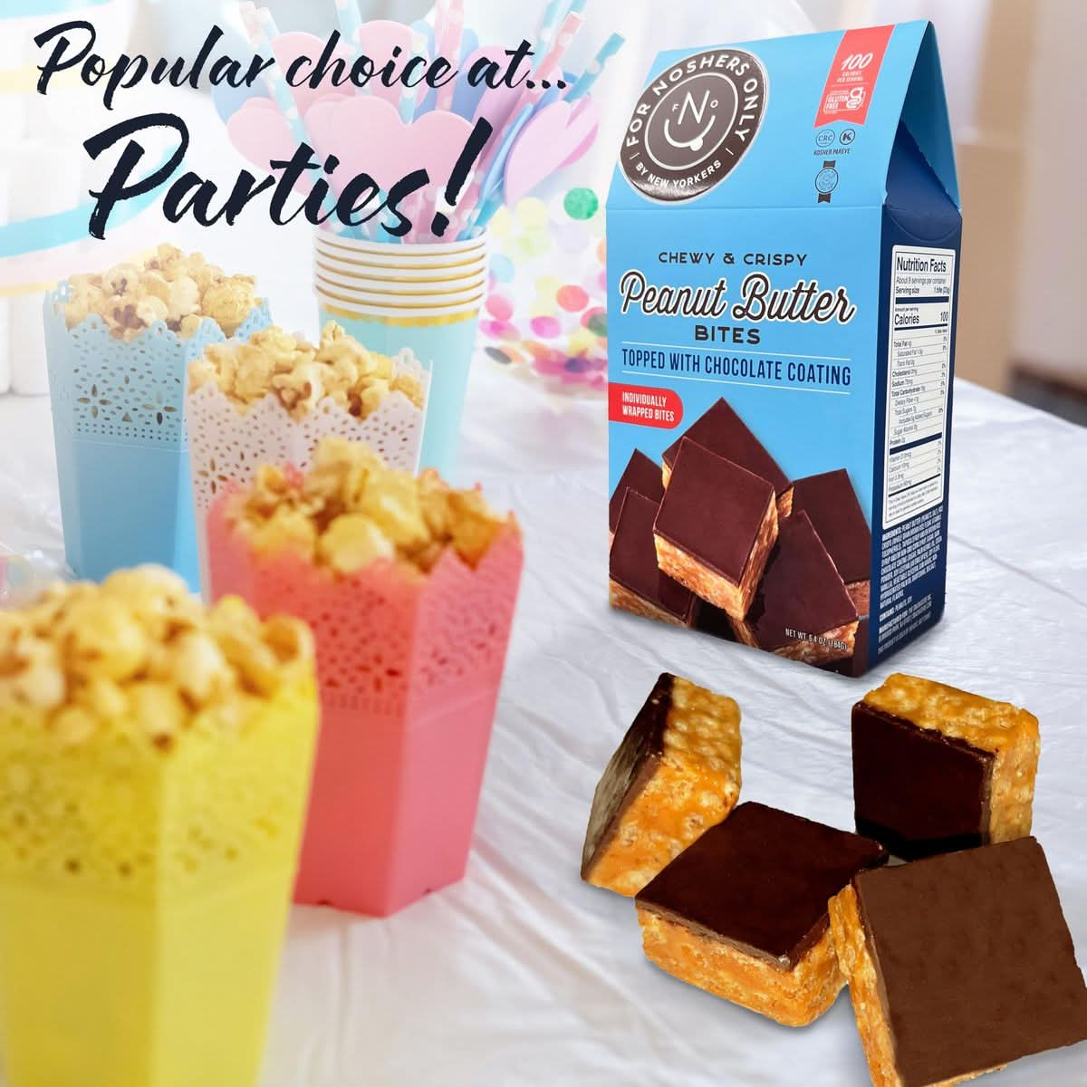 Peanut Butter Bites Topped with Chocolate Coating  Gluten Free  Vegan Friendly  100 Calorie Snack  8 Individually Wrapped Pieces  Non Dairy Kosher Pareve  For Snackers Only