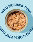 Wild Planet Wild Skipjack Tuna with Jalepeno  Cumin Tinned Fish Canned Tuna Sustainably WildCaught 3 oz pack of 12