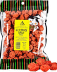 Asia Trans Seeded Red Li Hing Mui Crack Seed Plums  Hawaiian Favorite  Sweet Sour  Salty Dried Asian Plum