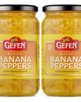 Gefen Sliced Banana Peppers 16oz 2 Pack  Mild Heat Hot Pepper Rings  No Stems  Perfect for Sandwiches Salads Nachos and Delectable Appetizers  Certified Kosher