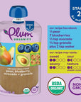 Plum Organics Stage 2 Organic Baby Food - Pear, Blueberry, Avocado, and Granola - 3.5 oz Pouch (Pack of 6) - Organic Fruit and Vegetable Baby Food Pouch