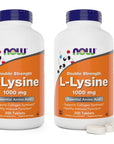 Now Foods L-Lysine 1000mg - Double Strength - 300 Tablets (Pack of 2) - Non-GMO Amino Acid Supplement (Llysine Hydrochloride)- 1000 mg Tabs - Vegan/Vegetarian