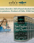 COLES FRESH NEW ENGLAND CLAM CHOWDER - Gluten Free, Fresh Soup, Chowder with New Potatoes and Clams, Six Pack- 15 oz Per Container