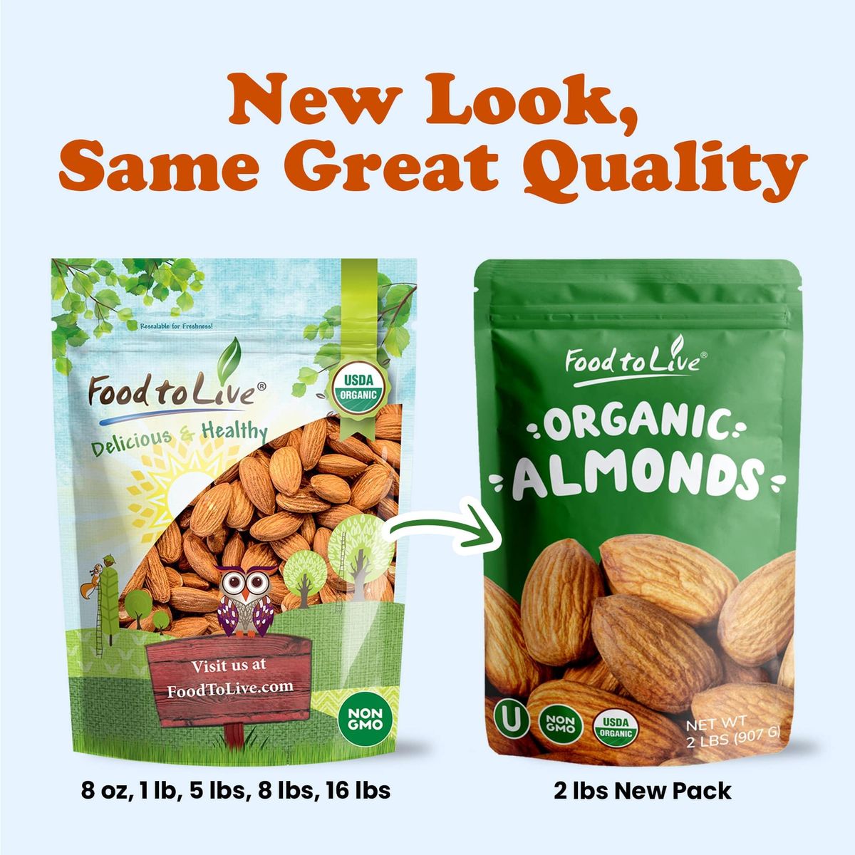 Food to Live Organic California Almonds 5 Pounds  NonGMO Whole Unsalted Unroasted Keto Vegan Nuts in Bulk Rich in Vitamin E Snack Great for Almond Milk and Butter Desserts and Trail Mixes