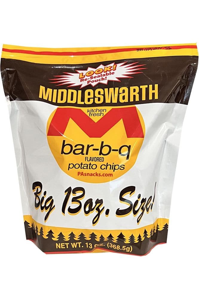 Middleswarth Kitchen Fresh Potato Chips Bar-B-Q Flavored! - Big Bag 12 Oz. (4 Bags)