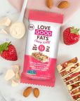 Love Good Fats Chewy Nutty White Chocolatey Strawberry Keto Bars  Low Carb Protein Snacks  12 pack 159oz  45g each bar