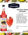 Monin  HomeCrafted Strawberry Ginger Lemonade Cocktail Mixer ReadytoUse Drink Mix Sweet  Tart Flavor Just Add Vodka Perfect for Cocktails  Iced  Frozen Beverages 750 ml 2Pack