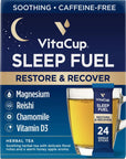 VitaCup Sleep Fuel Instant Tea Packets for Deep REM Sleep Relax  DeStress wChamomile Tea Magnesium Vitamin D3 Coconut Water Coconut Milk Potassium Calming Tea for Full Body Relaxation 24Ct