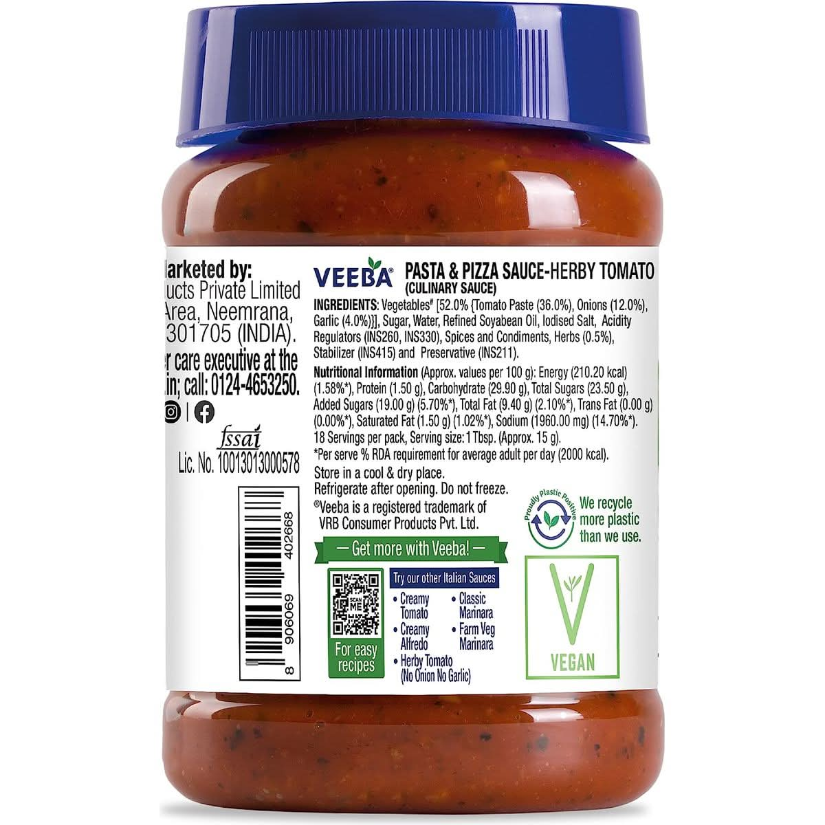 Veeba Pasta And Pizza Sauce 310Gm