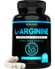 L Arginine 1600mg Supplement - (120 Capsules) - Nitric Oxide Complex - [Maximum Strength] - Stamina, Muscle, Vascularity & Energy - Powerful NO Booster - Gluten Free, Non-GMO - USA Made - (120 Count)