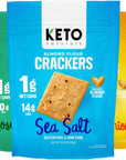 Keto low carb crackers (Variety Pack) Keto friendly almost zero carb no sugar (3 Pack) almond flour crackers healthy snack absolutely gluten free crackers paleo snack friendly