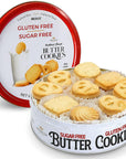 Gluten Free Sugar Butter Cookies Variety Tin 40 Count Traditional Danish Cookies, No Preservatives Coloring Premium Assorted for Diabetics (1 Pk, 12 Ounce)