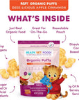 Ready, Set, Food! Organic Puffs | Daniel Tiger Apple Cinnamon and Peanut Butter Variety (2 Pack) | Organic Baby Toddler Puffs with 9 Top Allergens | No Sugar Added