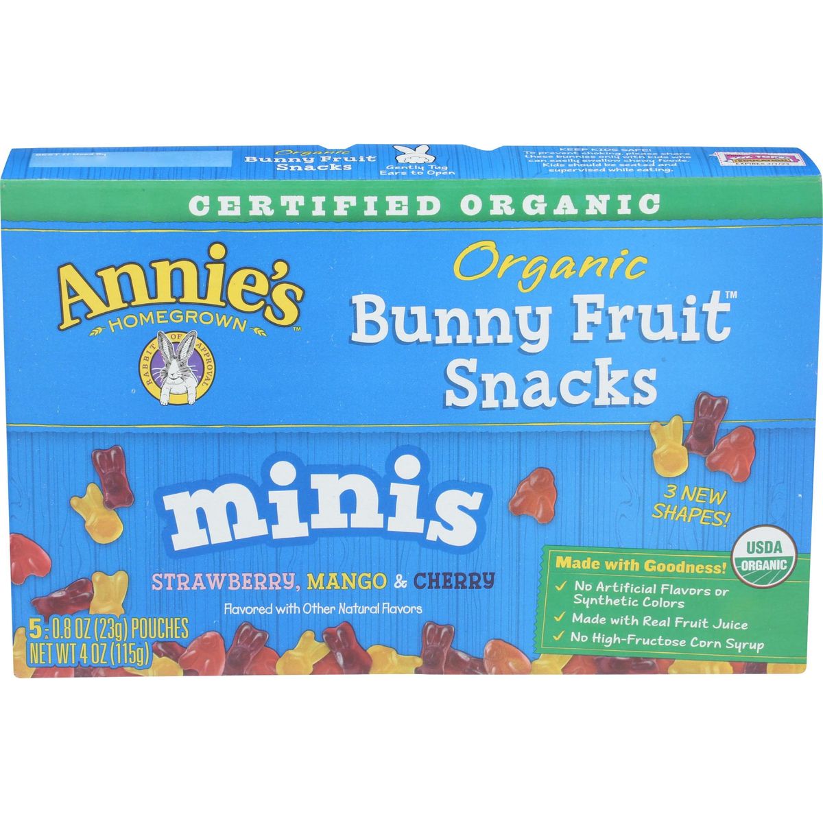 Annie&#39;s Homegrown Organic Mini Bunny Fruit Snack 5 Count, 4 OZ