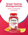 Centrum MultiGummies Multi+ Omega 3 Dual Action, Adult Multivitamin, Multivitamin/Multimineral/Omega 3 Supplement, Strawberry/Lemon/Orange Flavors - 110 Count