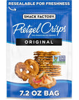 Snack Factory Original Pretzel Crisps, Non-GMO, 7.2 oz Resealable Bag