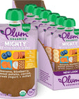 Plum Organics Mighty 4 Organic Toddler Food - Banana, Blueberry, Sweet Potato, Carrot, Greek Yogurt, and Millet - 4 oz Pouch (Pack of 6) - Organic Fruit and Vegetable Toddler Food Pouch