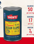 Snows Ocean Chopped Clams Canned 51 oz Can  7g Protein per Serving  Gluten Free No MSG 99 Fat Free  Great for Pasta  Seafood Recipes