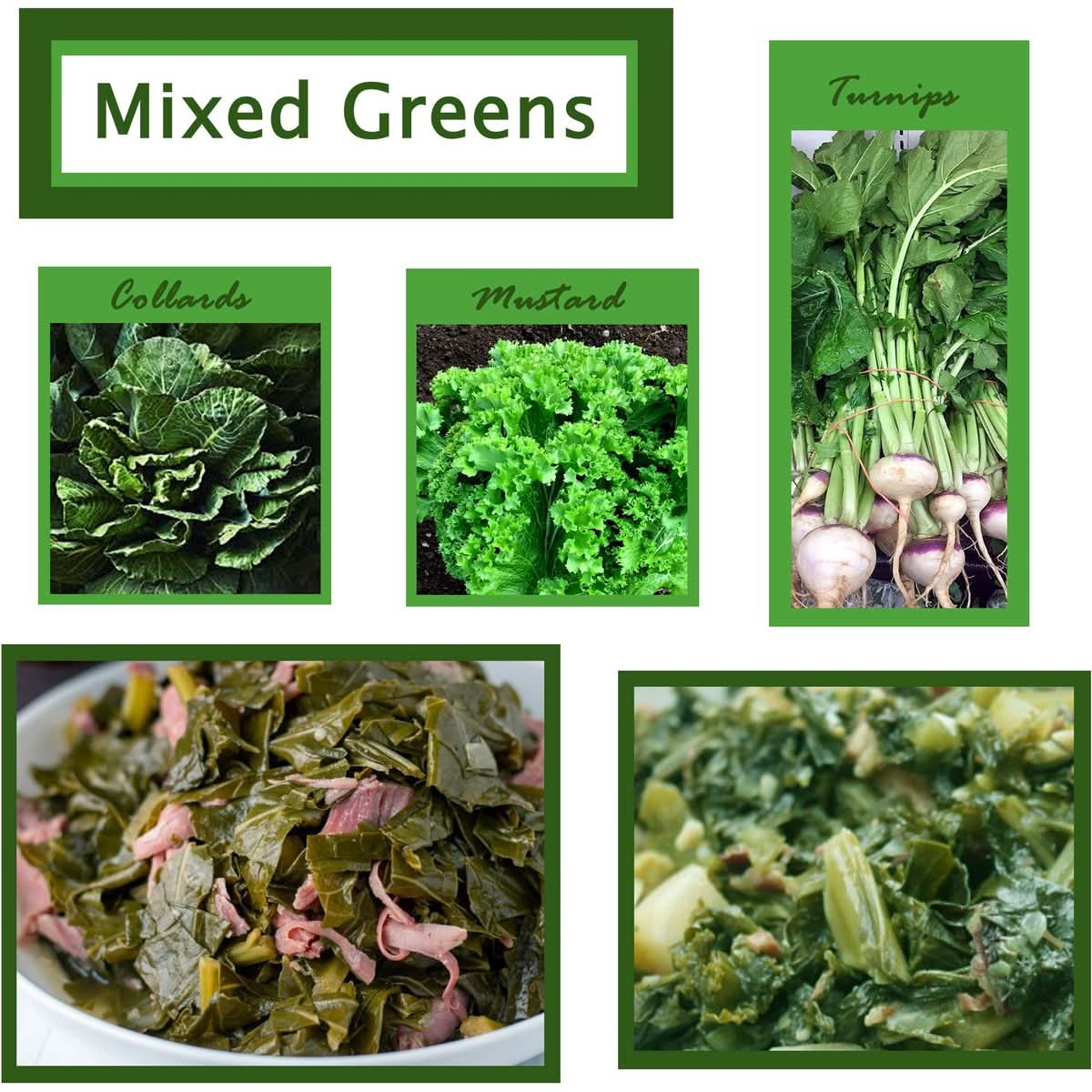 Margaret Holmes Greens Variety Pack  3 x 27 Oz Cans of Margaret Holmes Turnip Greens Margaret Holmes Collard Greens and Margaret Holmes Mixed Greens Bundled with JFS Recipe card