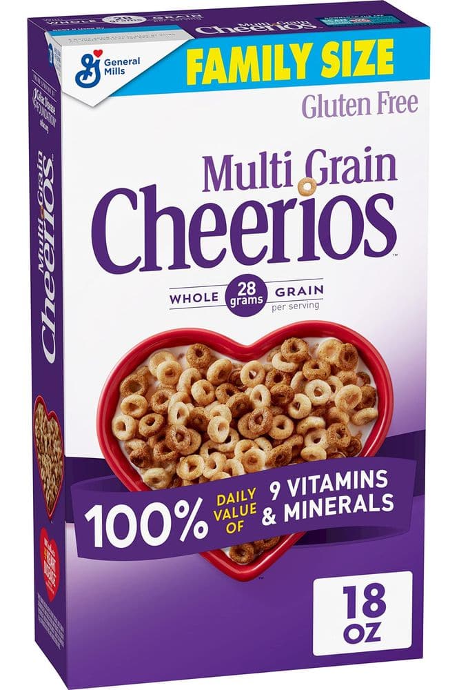 Cheerios Multi Grain Cheerios Heart Healthy Cereal, 18 OZ Family Size Cereal Box