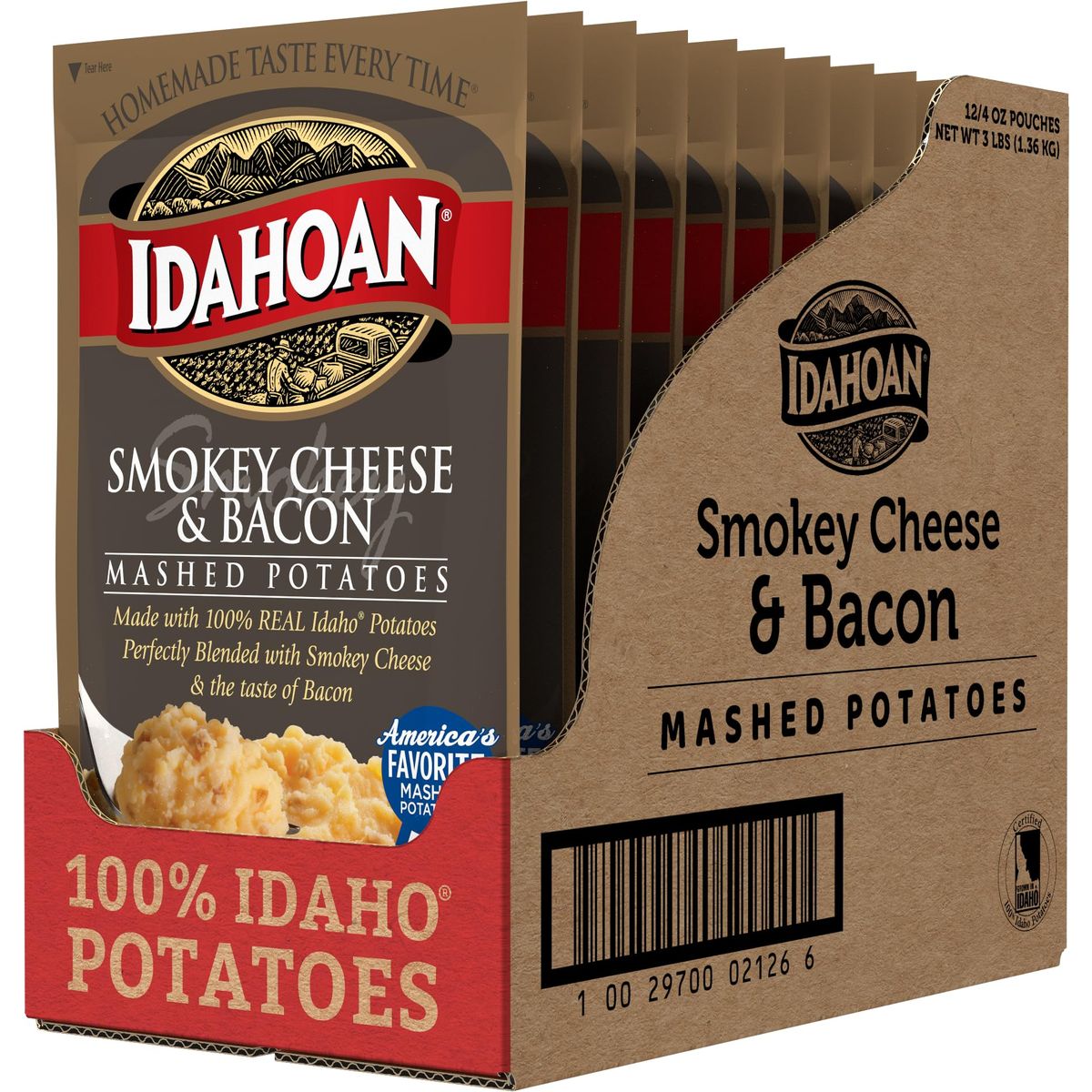 Idahoan Smokey Cheese  Bacon Mashed Potatoes 4 oz Pack of 12