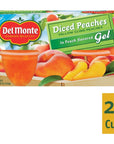 Del Monte Diced Peaches in Peach Flavored Gel Fruit Cups 45 Ounce Cups Pack of 24