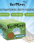 Organic Breath Mints by VerMints Wintergreen Flavor All Natural NonGMO Nut Free Gluten Free Vegan KSA Kosher Pack of 6 141oz Tins