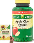 Spring Valley Apple Cider Vinegar 450mg, Value Size 250 Capsules, Dietary Supplement, Natural Antioxidant Support, No Artificial Additives - Bundle with 'Healthy Life, Simple Choices: Guide'