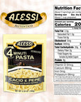 Alessi 4 Minute Pasta One Dish Quick Meals Stovetop or Microwave Dinner or Side Ready in Minutes Cheese  Black Pepper 635 Ounce Pack of 6