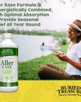 Buried Treasure Aller-Ease Herbal Allergy Relief High Potency Liquid Formula with Vitamins, Minerals and Herbal Blend of Bayberry Eyebright Mullen MSM Zinc 16 oz