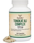 Tongkat Ali Extract 200 to 1 for Men (Longjack) Eurycoma Longifolia, 1020mg per Serving, 120 Capsules - Men's Health Support with 20mg Tribulus Terrestris (Third Party Tested) by Double Wood