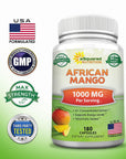 aSquared Nutrition African Mango Extract Cleanse (180 Capsules) - 4:1 Concentrated Extract - Irvingia Gabonensis Seed Fat Burner, Fast Weight Loss Diet Pills Supplements, Detox Capsules Slim Prime