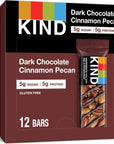 KIND Bars, Dark Chocolate Cinnamon Pecan, Gluten Free, Low Glycemic Index, 1.4oz, 12 Count