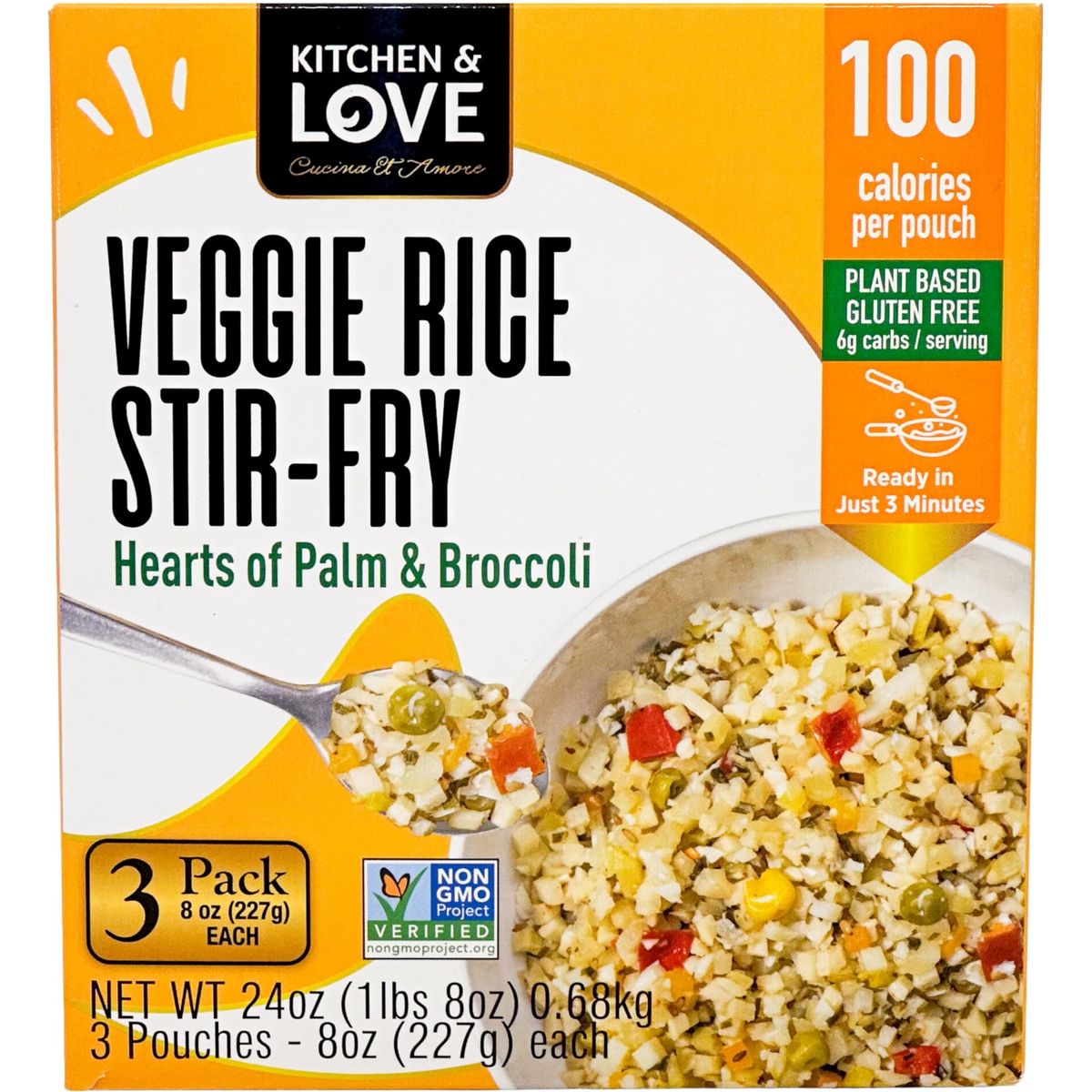 Kitchen  Love Hearts of Palm Veggie Rice Stir Fry Low Carb Low Calories Plant Based Non GMO Gluten Free Rice Alternative Vegan Easy to Prepare Quick Meal 8 Oz Pack of 3