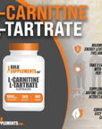 BulkSupplements.com L-Carnitine L-Tartrate Capsules - Carnitine Supplement, L-Carnitine Tartrate, L Carnitine 1000mg Capsules - Amino Acids, Gluten Free, 2 Capsules per Serving, 360 Capsules