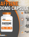 BulkSupplements.com Caffeine Capsules - Caffeine Supplements, Caffeine Pills 100mg - Caffeine Capsule, Stay Awake Caffeine Pills - 1 Capsule per Servings, 300-Day Supply, 300 Capsules