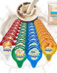 Coffee Creamer Singles Variety Pack Packaged by Doomi Plus Doomi Wooden Stirrers International Delight Creamer Singles Set Delight Mini Coffee Creamer Assortment 96 Pack Coffee Creamer Singles for Home Office Coffee Bar Gift