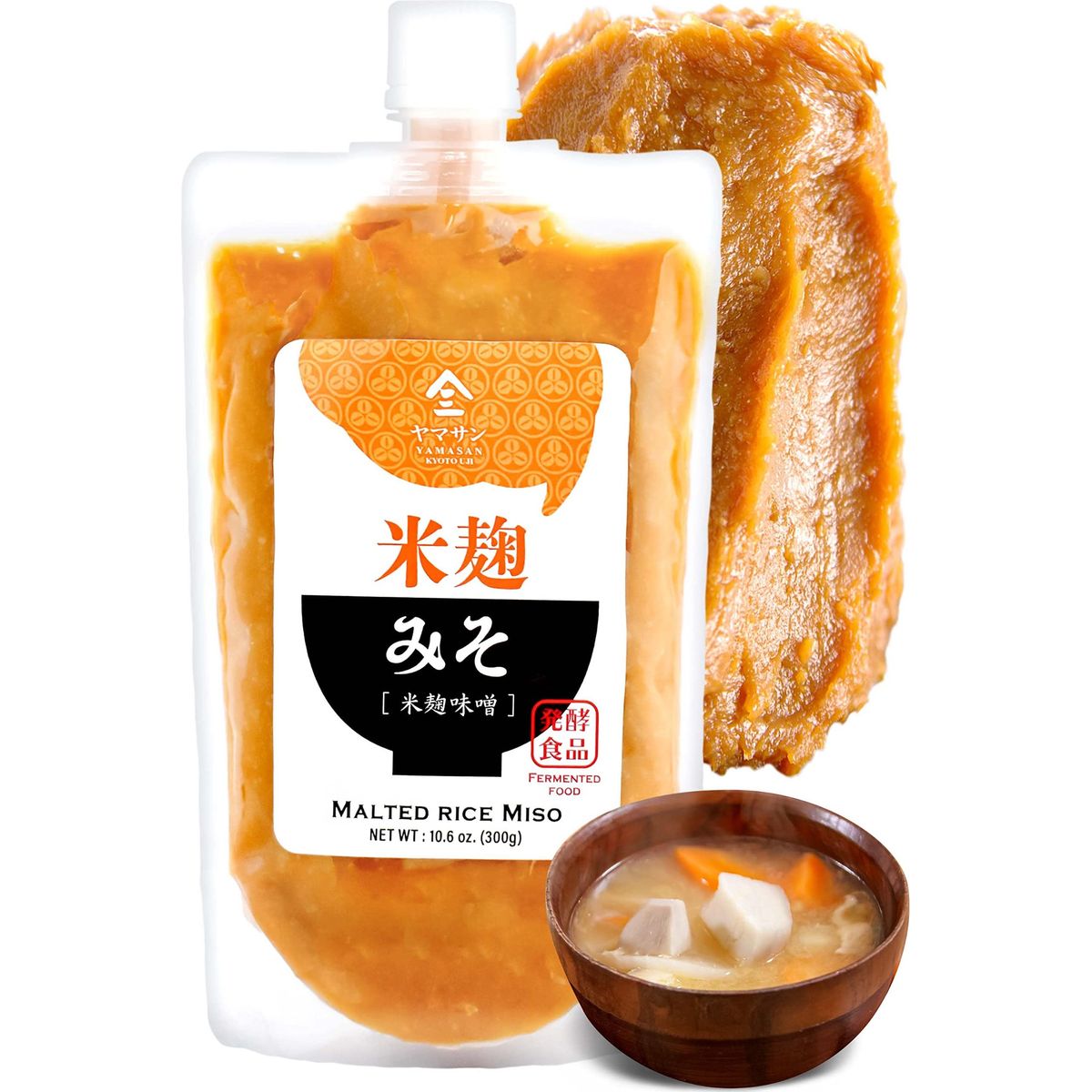 Miso Paste Malted rice, Handmade in Kyoto Japan 300g(10.58OZ),NON-GMO,NON-MSG?YAMASAN?