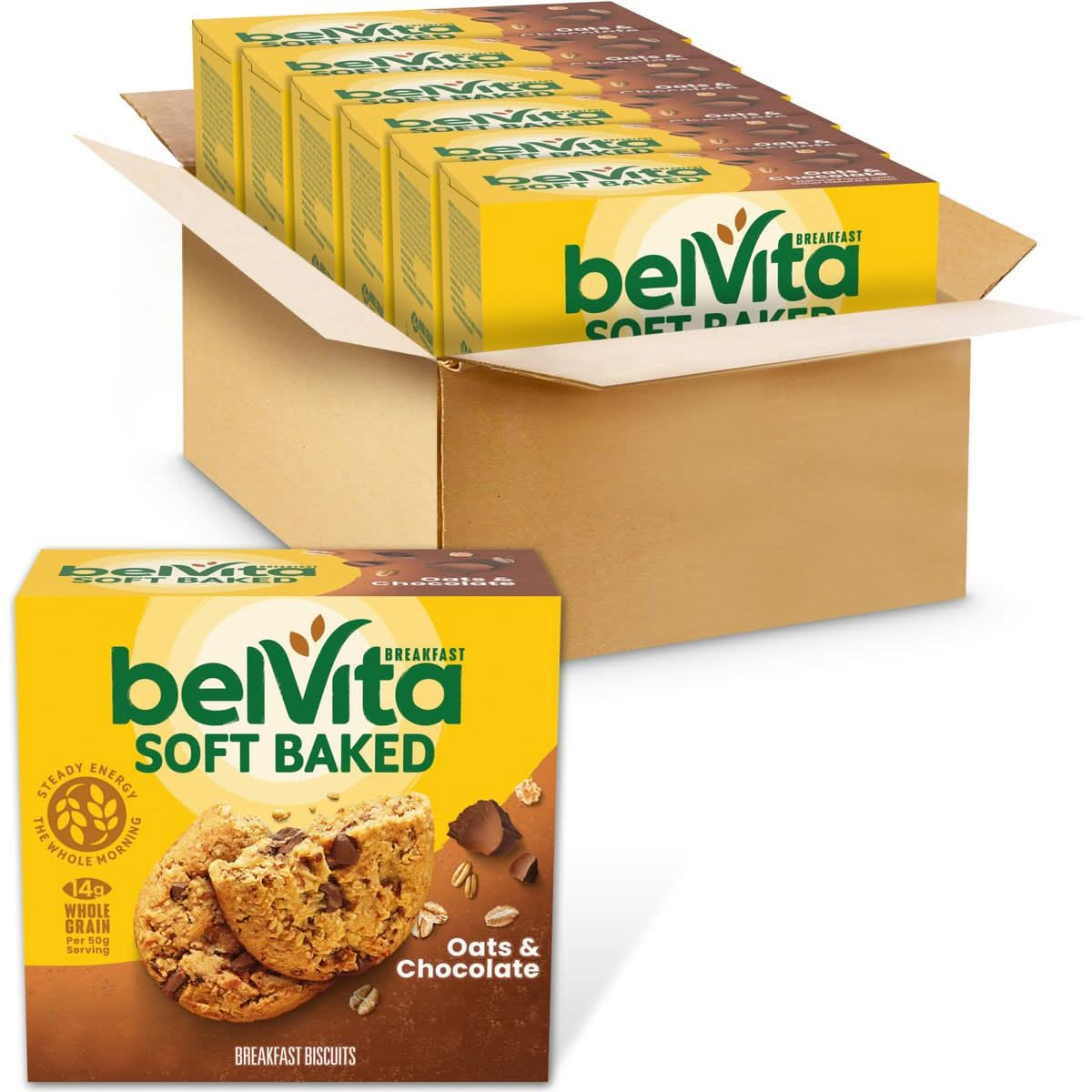 Belvita Soft Baked Oats  Chocolate Breakfast Biscuits 6 Boxes of 5 Packs 1 Biscuit Per Pack